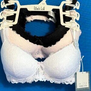 GORGEOUS 3 PACK RENE ROFE SEXY EXTREME PUSH UP PADDED WILD DREAM BRAS 36C / 36 C